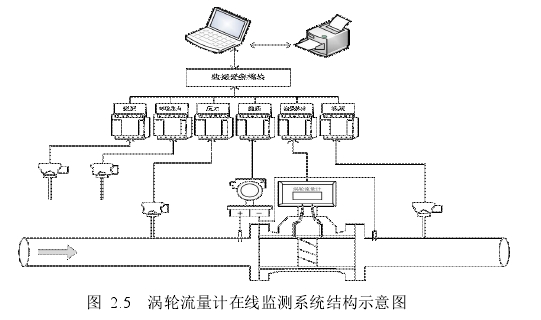 圖 2.5 渦輪流量計(jì)在線監(jiān)測(cè)系統(tǒng)結(jié)構(gòu)示意圖