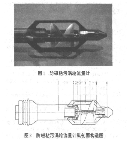 圖1防磁粘污渦輪流***計 圖2防磁粘污渦輪流里計縱剖面構(gòu)造圖