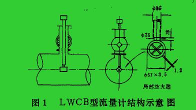 圖 1 L W C B型 流量 計(jì)結(jié)構(gòu) 示意 圖