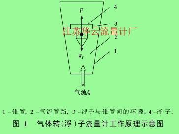 圖 1 　氣體轉(zhuǎn)(浮)子流量計(jì)工作原理示意圖