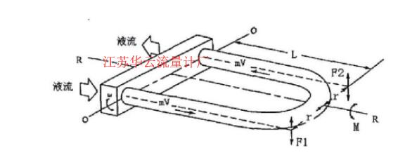 圖1 傳感器測量管運(yùn)動及受力圖Fig.1 Sensor measuring tube movement and force diagram